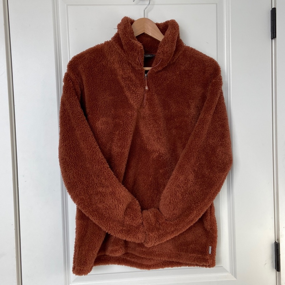 Eddie Bauer Plush 1/4 Zip in Burnt Orange